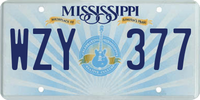 MS license plate WZY377