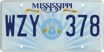 MS license plate WZY378