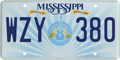 MS license plate WZY380