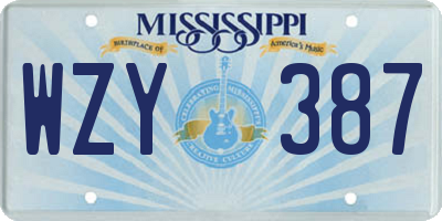 MS license plate WZY387