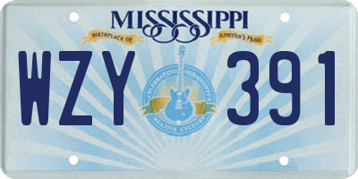 MS license plate WZY391