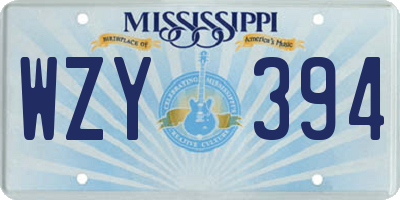 MS license plate WZY394