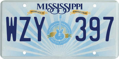 MS license plate WZY397