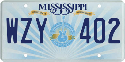 MS license plate WZY402