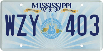 MS license plate WZY403
