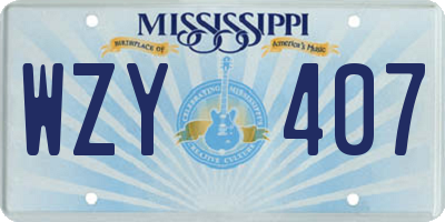 MS license plate WZY407