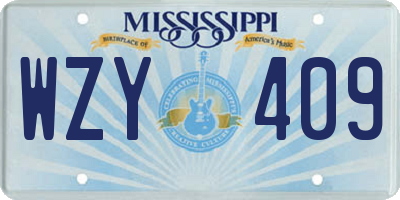 MS license plate WZY409