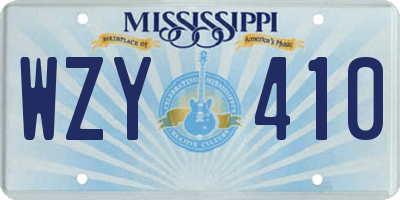 MS license plate WZY410