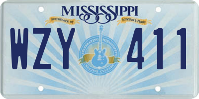 MS license plate WZY411