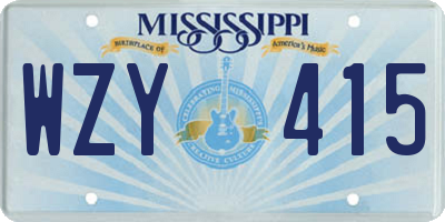 MS license plate WZY415