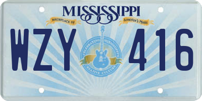 MS license plate WZY416