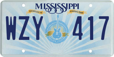 MS license plate WZY417