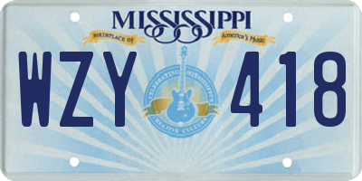 MS license plate WZY418