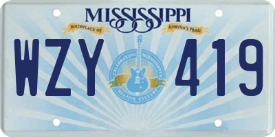 MS license plate WZY419