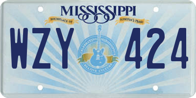 MS license plate WZY424
