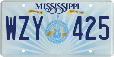 MS license plate WZY425