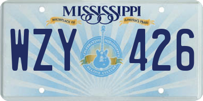MS license plate WZY426