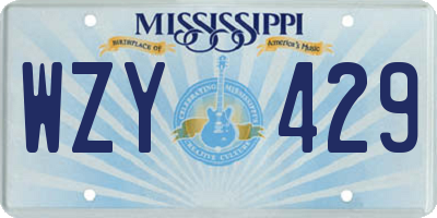 MS license plate WZY429