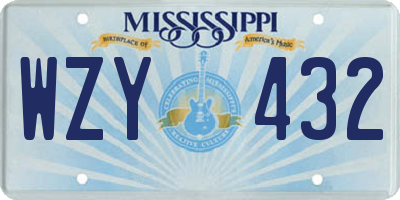 MS license plate WZY432