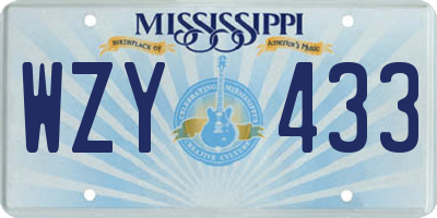MS license plate WZY433