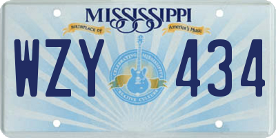 MS license plate WZY434