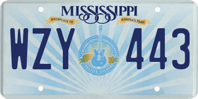 MS license plate WZY443