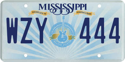 MS license plate WZY444