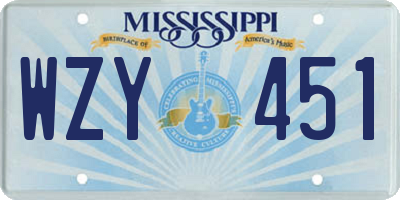 MS license plate WZY451
