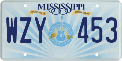 MS license plate WZY453