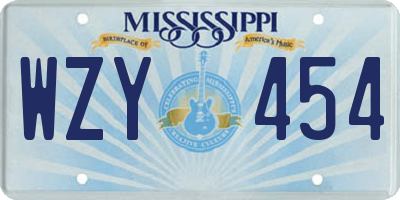 MS license plate WZY454