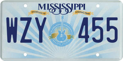 MS license plate WZY455