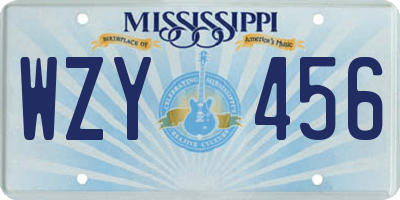 MS license plate WZY456