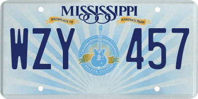 MS license plate WZY457