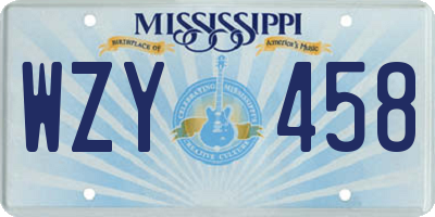 MS license plate WZY458