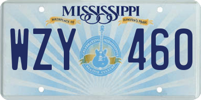 MS license plate WZY460