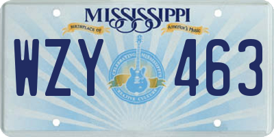 MS license plate WZY463