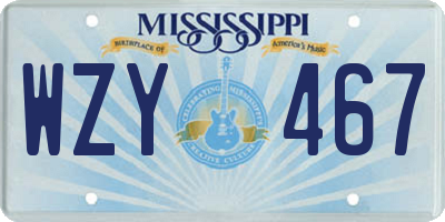 MS license plate WZY467
