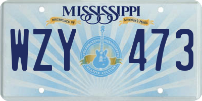 MS license plate WZY473