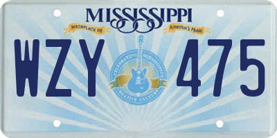MS license plate WZY475