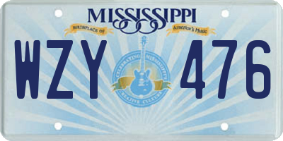 MS license plate WZY476