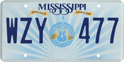 MS license plate WZY477