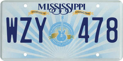 MS license plate WZY478