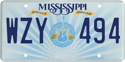 MS license plate WZY494