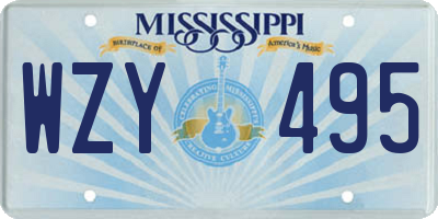 MS license plate WZY495
