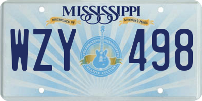 MS license plate WZY498