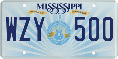 MS license plate WZY500