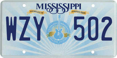 MS license plate WZY502