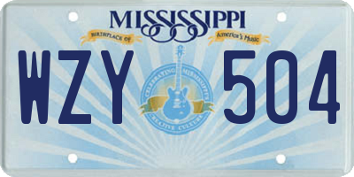 MS license plate WZY504