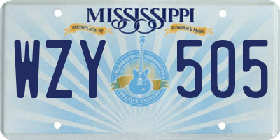 MS license plate WZY505