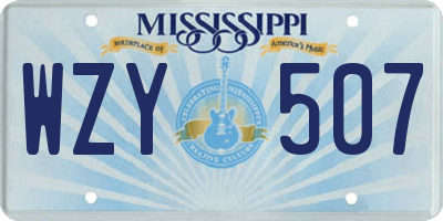 MS license plate WZY507